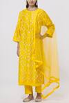 Shyam Narayan Prasad_Yellow Chanderi Embroidered Kurta Set_Online_at_Aza_Fashions