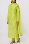 Buy_Shyam Narayan Prasad_Green Chanderi Embroidered Kurta Set_at_Aza_Fashions