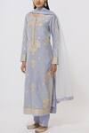 Buy_Shyam Narayan Prasad_Blue Chanderi Embroidered Kurta Set_at_Aza_Fashions