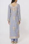 Shop_Shyam Narayan Prasad_Blue Chanderi Embroidered Kurta Set_at_Aza_Fashions