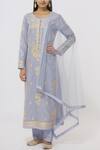Shyam Narayan Prasad_Blue Chanderi Embroidered Kurta Set_Online_at_Aza_Fashions