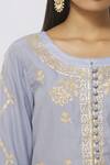 Shyam Narayan Prasad_Blue Chanderi Embroidered Kurta Set_at_Aza_Fashions