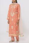 Buy Shyam Narayan Prasad Peach Chanderi Printed Kurta With Dupatta at Aza Fashions Buy_Shyam Narayan Prasad_Peach Chanderi Printed Kurta With Dupatta_at_Aza_Fashions