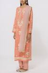 Shyam Narayan Prasad Peach Chanderi Printed Kurta With Dupatta Online at Aza Fashions Shyam Narayan Prasad_Peach Chanderi Printed Kurta With Dupatta_Online_at_Aza_Fashions