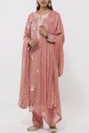 Buy_Shyam Narayan Prasad_Pink Chanderi Kurta Pant Set_at_Aza_Fashions