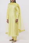 Buy_Shyam Narayan Prasad_Yellow Chanderi Kurta Pant Set_at_Aza_Fashions