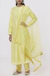 Shyam Narayan Prasad_Yellow Chanderi Kurta Pant Set_Online_at_Aza_Fashions