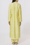 Shop_Shyam Narayan Prasad_Yellow Chanderi Kurta Pant Set_at_Aza_Fashions