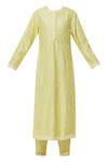 Buy_Shyam Narayan Prasad_Yellow Chanderi Kurta Pant Set_Online_at_Aza_Fashions