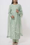 Buy_Shyam Narayan Prasad_Green Chanderi Kurta Pant Set_at_Aza_Fashions