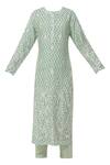 Buy_Shyam Narayan Prasad_Green Chanderi Kurta Pant Set_Online_at_Aza_Fashions