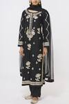 Buy_Shyam Narayan Prasad_Black Chanderi Kurta Set_at_Aza_Fashions