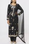 Shyam Narayan Prasad_Black Chanderi Kurta Set_Online_at_Aza_Fashions
