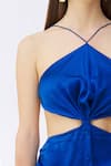 Deme By Gabriella Blue Satin Halter Backless Dress at Aza Fashions Deme By Gabriella_Blue Satin Halter Backless Dress_at_Aza_Fashions