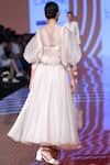 Shop_Ridhi Mehra_White Shirt And Skirt Organzacrop Top Chanderi V Neck Set  _at_Aza_Fashions