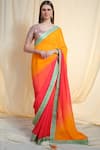 Nikasha_Multi Color Chiffon Round Embellished Saree With Blouse _Online_at_Aza_Fashions