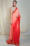 Nikasha_Pink Chiffon Round Embellished Saree With Blouse _Online_at_Aza_Fashions