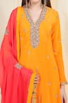 Buy_Nikasha_Orange Crepe V Neck Embroidered Anarkali Set _Online_at_Aza_Fashions