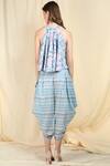 Shop_Nikasha_Blue Cambric Halter Printed Dhoti Pant Set _at_Aza_Fashions