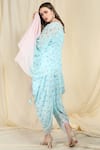 Shop_Nikasha_Blue Crepe V Neck Printed Dhoti Pant Set _at_Aza_Fashions