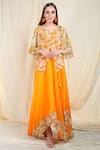Buy_Nikasha_Orange Crepe V Neck Printed Top Skirt Set_at_Aza_Fashions