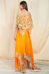 Shop_Nikasha_Orange Crepe V Neck Printed Top Skirt Set_at_Aza_Fashions