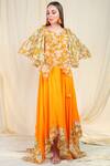 Buy_Nikasha_Orange Crepe V Neck Printed Top Skirt Set_Online_at_Aza_Fashions