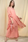 Buy_Nikasha_Peach Crepe Round Chevron Kaftan Skirt Set _at_Aza_Fashions