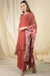 Nikasha_Maroon Georgette Round Striped Kaftan Skirt Set _Online_at_Aza_Fashions