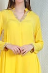 Nikasha_Yellow Crepe Band Embroidered Kurta Dhoti Pant Set _at_Aza_Fashions