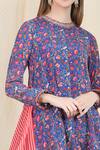 Nikasha_Blue Crepe Round Printed Kurta Dhoti Pant Set _at_Aza_Fashions