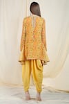 Shop_Nikasha_Yellow Crepe Round Printed Kurta Dhoti Pant Set _at_Aza_Fashions