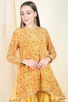 Shop_Nikasha_Yellow Crepe Round Printed Kurta Dhoti Pant Set _Online_at_Aza_Fashions