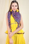 Shop_Nikasha_Yellow Crepe, Chiffon Band Printed Kurta Dhoti Pant Set _Online_at_Aza_Fashions