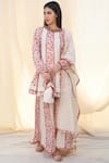 Buy_Nikasha_White Jamdani Round Printed Anarkali Palazzo Set _at_Aza_Fashions
