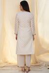 Shop_Nikasha_White Jamdani Notched Embellished Kurta Pant Set _at_Aza_Fashions