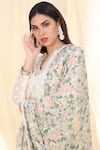 Shop_Nikasha_White Jamdani Notched Embellished Kurta Pant Set _Online_at_Aza_Fashions