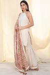 Buy_Nikasha_White Chiffon, Jamdani Halter Printed Kurta Sharara Set _at_Aza_Fashions