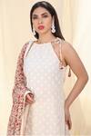 Nikasha_White Chiffon, Jamdani Halter Printed Kurta Sharara Set _at_Aza_Fashions