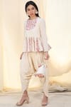 Shop_Nikasha_White Cambric Round Printed Kurta Dhoti Pant Set_Online_at_Aza_Fashions