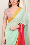 Nikasha_Multi Color Chiffon Round Embellished Saree With Blouse _at_Aza_Fashions