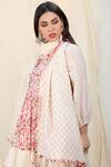 Shop_Nikasha_White Jamdani Round Printed Anarkali Set _Online_at_Aza_Fashions