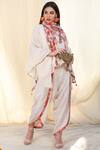 Nikasha_White Jamdani V Neck Printed Tunic Dhoti Pant Set _Online_at_Aza_Fashions