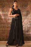 Buy_Qbik_Black Draped Pant Saree_at_Aza_Fashions