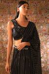 Qbik_Black Draped Pant Saree_Online_at_Aza_Fashions