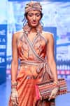 Buy_Rajdeep Ranawat_Orange Halter Printed Wrap Dress  _Online_at_Aza_Fashions