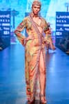 Shop_Rajdeep Ranawat_Orange V Neck Printed Long Jacket  _at_Aza_Fashions