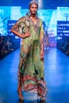 Buy_Rajdeep Ranawat_Green V Neck Printed Kaftan_Online_at_Aza_Fashions