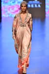 Buy_Rajdeep Ranawat_Peach V Neck Printed Kaftan _at_Aza_Fashions