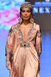 Shop_Rajdeep Ranawat_Peach V Neck Printed Kaftan _at_Aza_Fashions